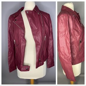 Red faux leather biker jacket NWT